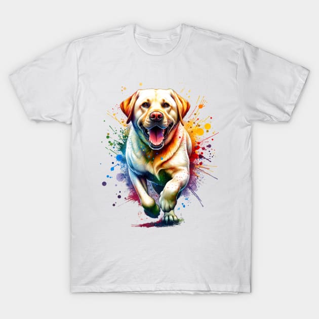 Golden Retrevier Dog watercolor splash T-Shirt by Bellinna